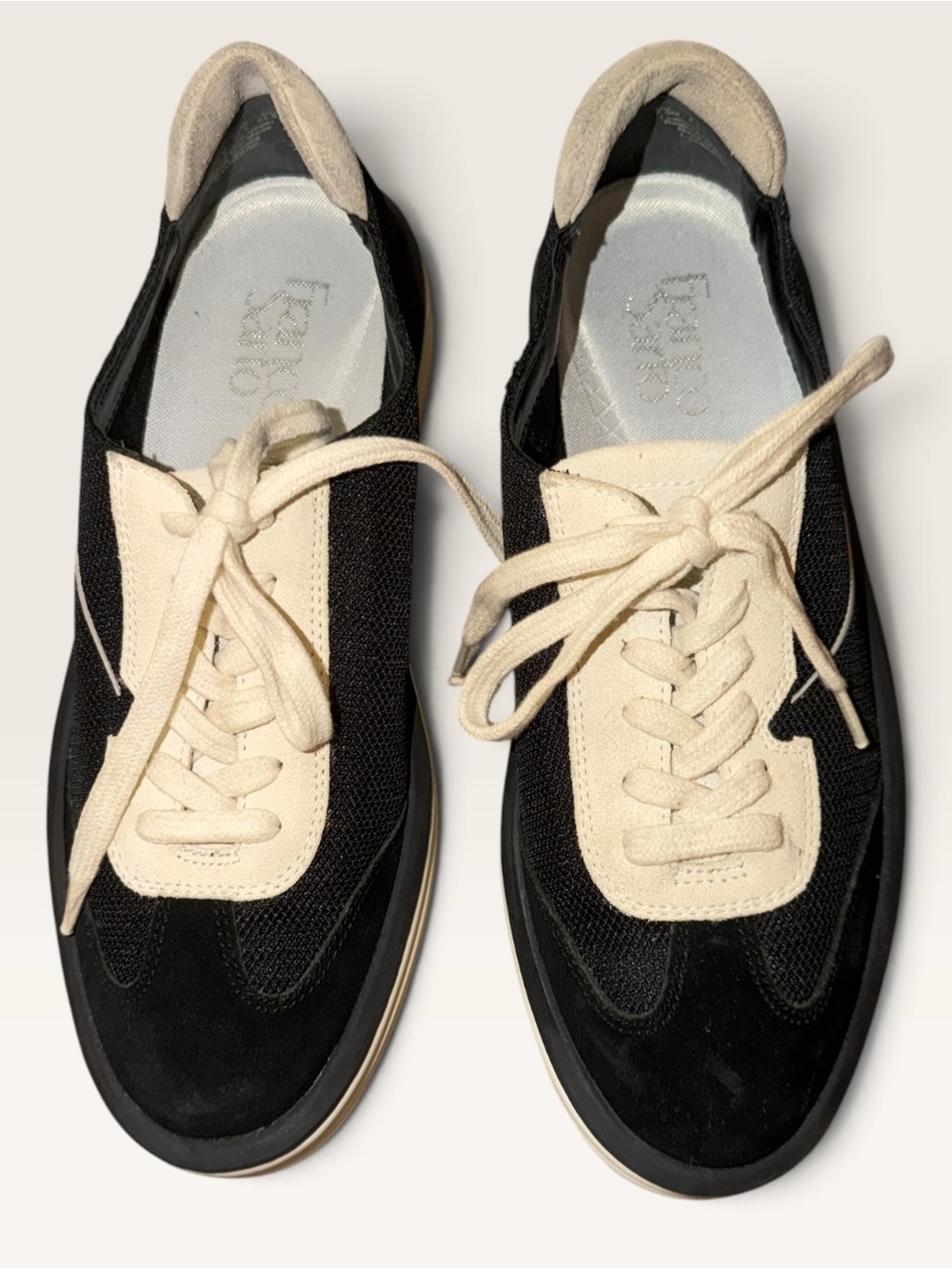 Franco Sarto Black and Cream Low-Top Sneakers